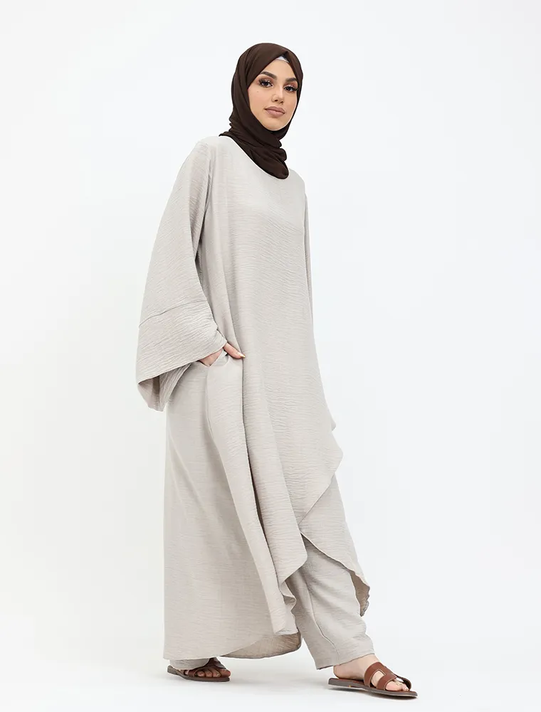 Stone Linen Feel Wrap Co Ord Set